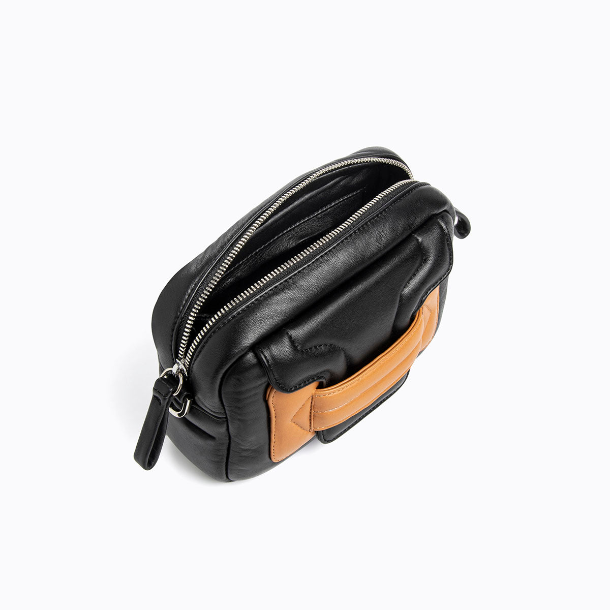 ALPHA PAD BOX bag for women in black & camel leather — PIERRE HARDY