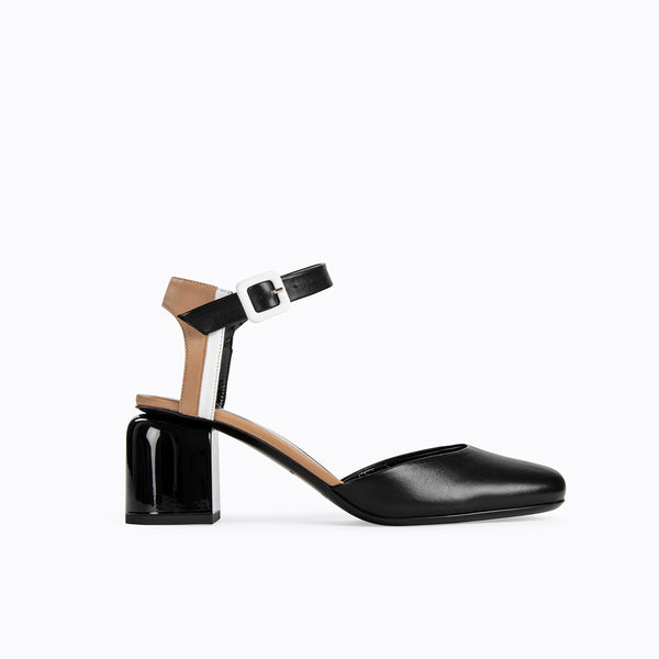 ALPHA pumps for women in black & camel leather — PIERRE HARDY