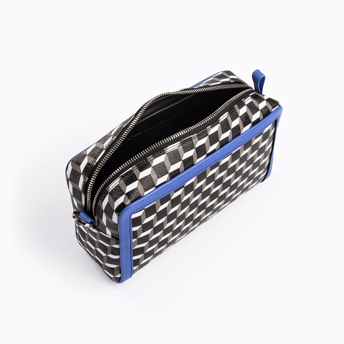 MAXI CUBE BOX unisex bag in Cube canvas & indigo leather — PIERRE